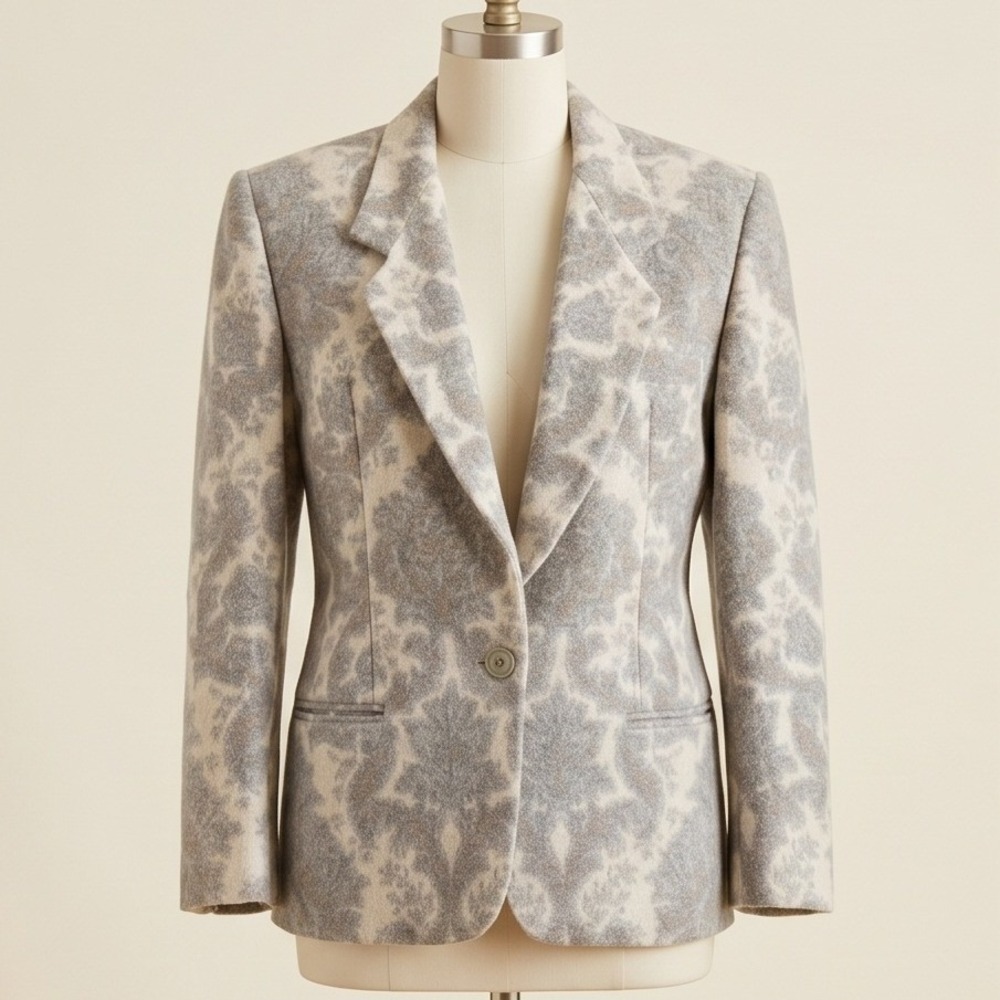 Liz Claiborne Women's Wool Damask Vintage Blazer Jacket Career Workwear 1980's